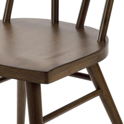 Windsor Walnut Solid Wood Farmhouse Dining Chair, Pack of 2
