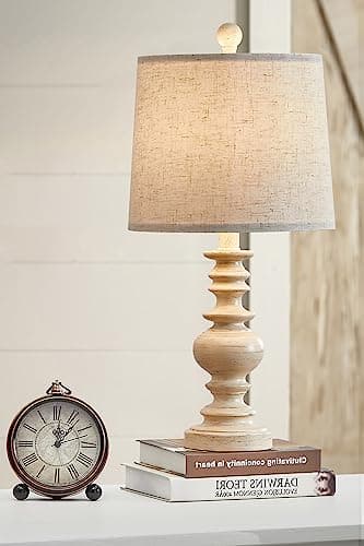 BOBOMOMO 20.5" Farmhouse Resin Side Table Lamp for Bedrooms & Living Room