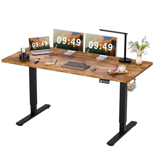 Furmax Electric Height Adjustable Standing Desk, Light Wood, 55x24 inches — Brown