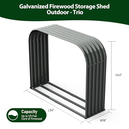 Galvanized Steel Firewood Storage Shed for Outdoor Use