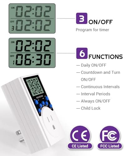Nearpow Programmable Digital Timer Switch, 15A/1800W, Infinite Cycle