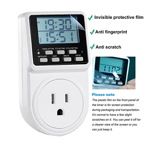 24-Hour Programmable Countdown Timer for Electrical Outlet, 120V 15A (1 Pack)