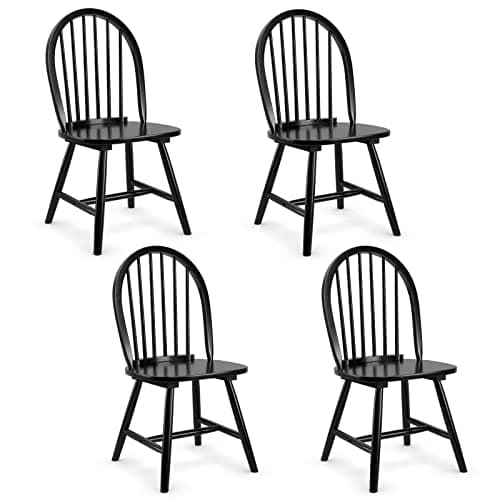 Giantex Black Windsor Armless Dining Chairs, Set of 4French Country Style