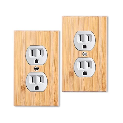 Solid Bamboo Single Toggle Light Switch Plate, 4.5" x 2.76" Home Decor — 2PC-Double hole Outlet