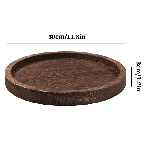 Round Wooden Tray Candle Holder for Home & Table Centerpieces