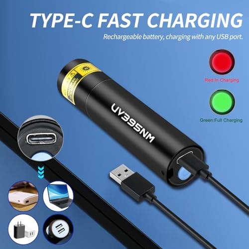Rechargeable UV Flashlight for Pet Urine Detection and Leak Inspection