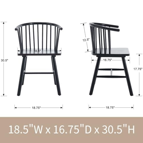 Black Windsor Spindle Back Dining Chair Set Kitchen Arm Chairs