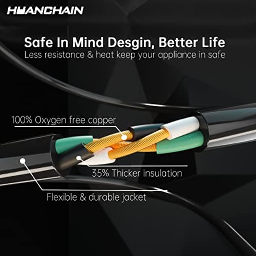 huanchain 16/3 Gauge 25 ft Black Outdoor Extension Cord, Waterproof, 16AWG SJTW, 13A 1625W, ETL Listed