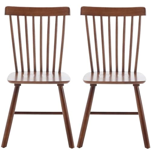 Windsor Set of 2 French Country Side Chairs, Oak Walnut Finish for Home — Walnut