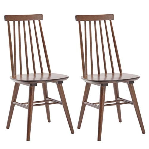 DUHOME Black Slat Spindle Back Wooden Dining Chair Set, 4 Pack Kitchen Dining Room — Walnut
