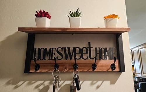 Rustic Wall Mounted Coat Rack with Hooks and Shelf