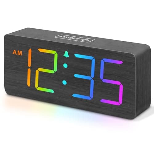 DreamSky Wooden Digital Alarm Clock with Large Numbers & Features — Black-rgb