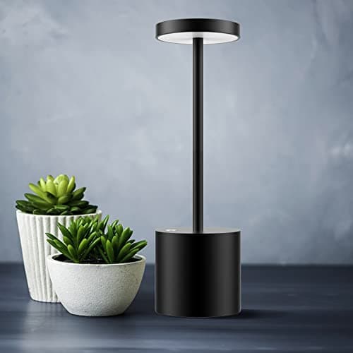 LED Cordless Table Lamp Set, Portable 5000mAh Rechargeable, 3 Color Dimming, Outdoor/Indoor — Black1