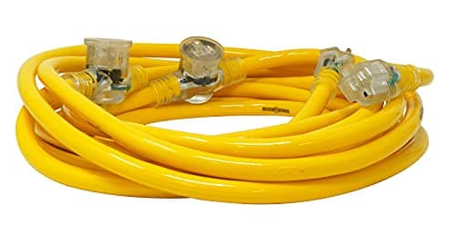 Yellow Jacket 2830 3-Outlet Lighted Adapter Cord, 25 Ft, 3 AWG Copper
