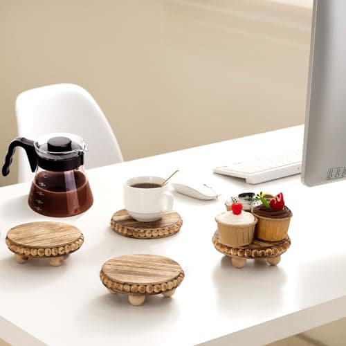 Rustic Wood Risers for Display, Beaded Coasters & Mini Cake Stand Decor
