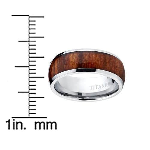 Titanium Ring for Men with Wood Inlay