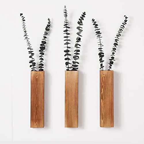 3-Pack Slim Wood Wall Planters for Artificial Plants & Dried Flowers