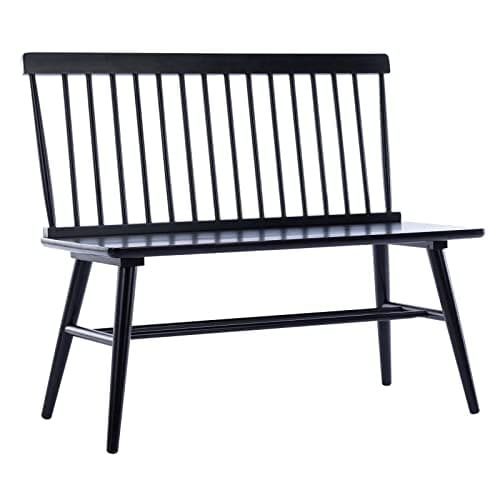 DUHOME Black Farmhouse Wooden Bench with Spindle Back for Entryway Balcony