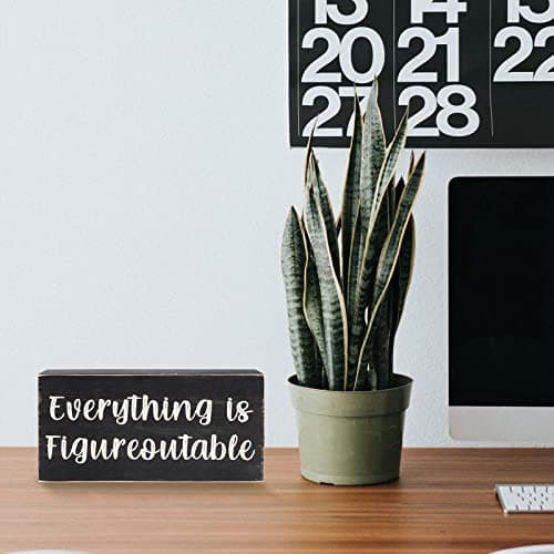 Esur Home Office Desk Black Decor - Inspirational Farmhouse Wooden Sign - Figureoutable