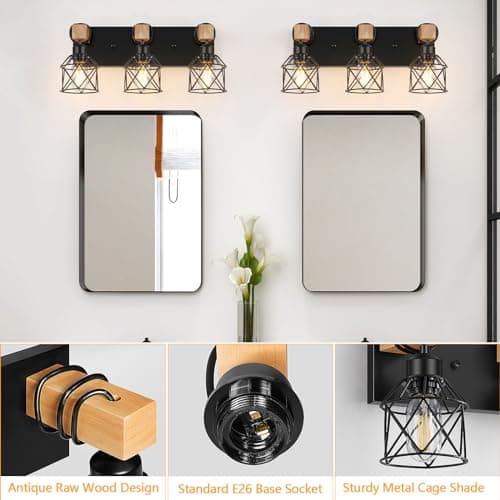 FadimiKoo 3-Light Farmhouse Vanity Light for Bathroom
