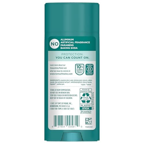Tom’s of Maine Aluminum-Free Natural Deodorant 3.25 oz | Goes on Clear | Odor & Wetness Protection