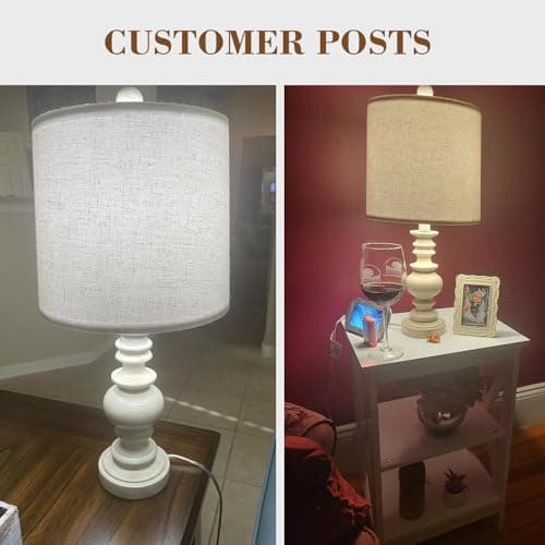BOBOMOMO 20.5" Farmhouse Resin Side Table Lamp for Bedrooms & Living Room