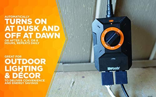 Outdoor Lighting Timer for Dusk to Dawn, 2 Grounded Outlets