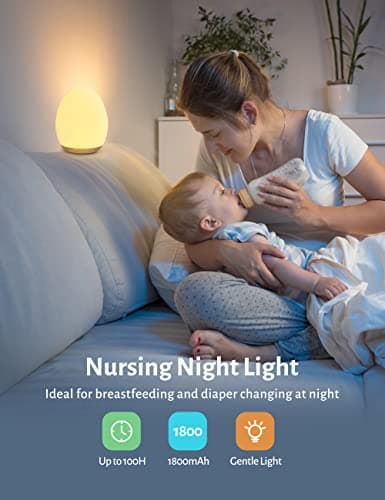 JolyWell Rechargeable Baby Night Light with Color Changing & Dimming, 100H Timer, Wood Grain