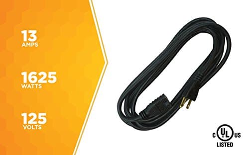15 ft Black Extension Cord for Outdoors