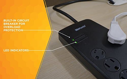 Surge Protector for Home/Office with Safety Overload Protection, 8 Outlets, 3540J, 6 Ft Cord, Black