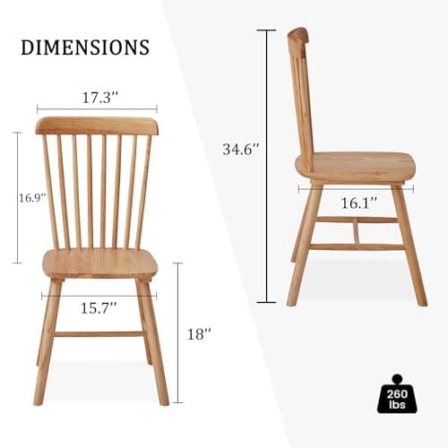 4-Piece Farmhouse Solid Wood Windsor Dining Chair Set with Spindle Back