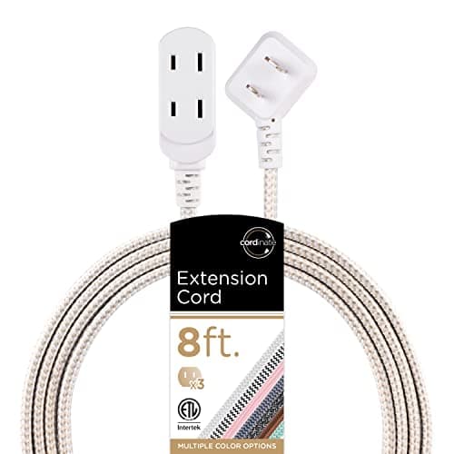 Cordinate 8 Ft 3-Outlet Flat Plug Extension Cord — Tan/White