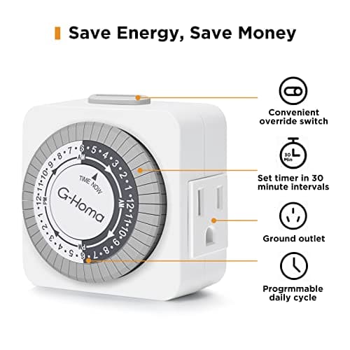 G-Homa 2-Pack 24-Hour Mechanical Timer for Lights, ETL Listed White