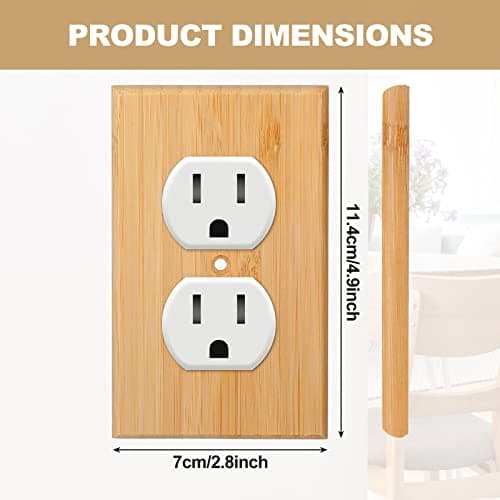 Pinkunn Solid Wood Bamboo Light Switch Plate (Double Hole) for Bedroom Kitchen Home