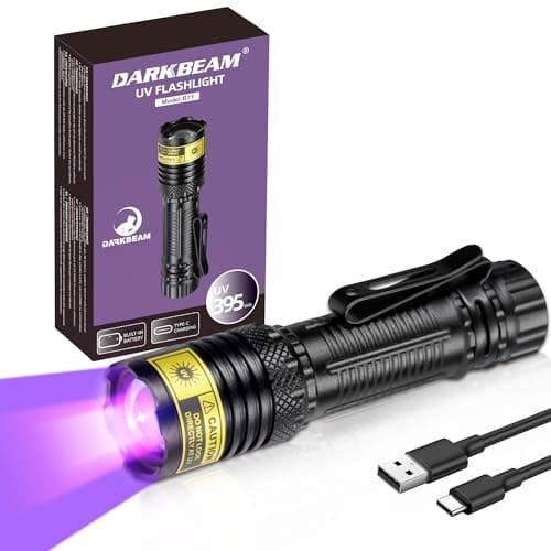 DARKBEAM 395nm Mini USB-C Rechargeable Black Light, Water Resistant & Focusable