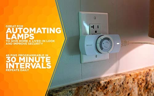 Compact 24-Hour Mechanical Timer for Indoor Use; 1 Polarized Outlet