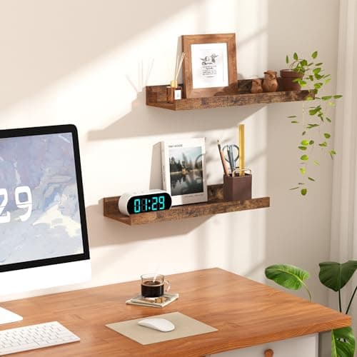 Usimples Brown Floating Shelves for Wall Decor & Storage Set of 6