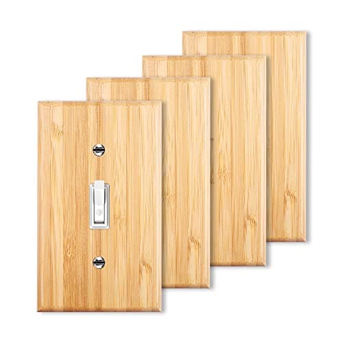 Solid Bamboo Single Toggle Light Switch Plate, 4.5" x 2.76" Home Decor — 4PC-Single Toggle
