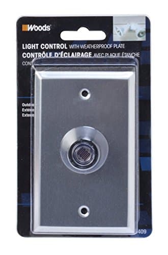 Woods 59409WD Outdoor Hardwired Post Light Control & Plate, Silver