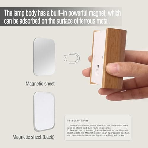 LANDGOO White Ash Wood Motion Sensor Step Light Rechargeable LED Indoor Wall Lamp