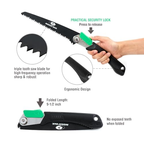 Mossy Oak 3-in-1 Folding Saw for Camping, Hunting, and More