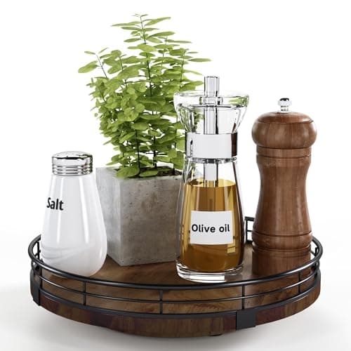 Farmhouse Oak 9" Lazy Susan Organizer for Cabinet & Storage — Walnut