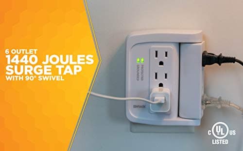 Compact Power Adapter Surge Protector with 6 Outlets for Homes