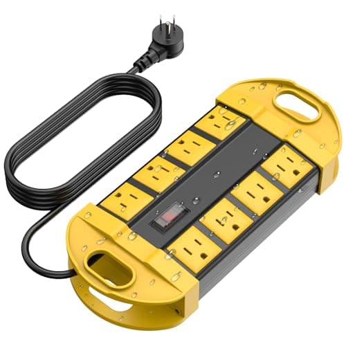CCCEI Weatherproof Outdoor Power Strip with 8 Plugs and Surge Protector