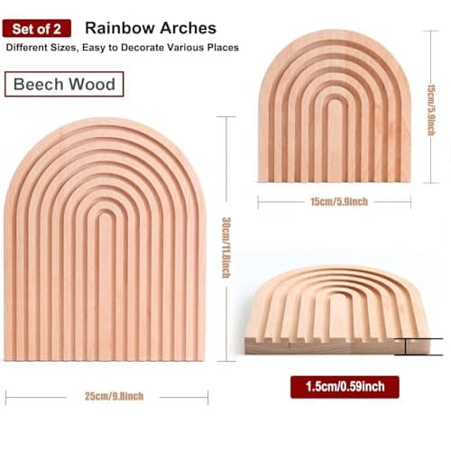 Boho Wood Rainbow Arch - Modern Room Decor (Set of 2)