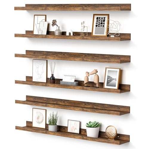 Usimples Brown Floating Shelves for Wall Decor & Storage Set of 6 — Brown