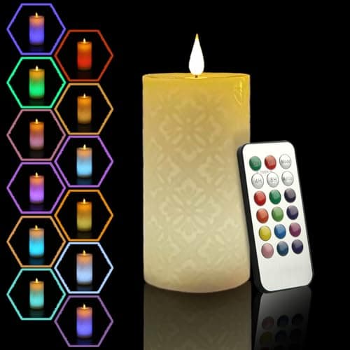 Niceme Real Wax Flameless Pine Bark Candles Set of 3 with Remote Timer — Flat Top Multi-Color