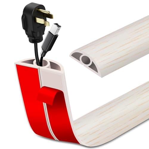 Smoked Brown Wood Floor Cord Cover 0.47"x0.27" (3.3Ft) Cable Hider — Beige Wood