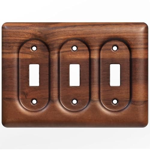 Stylish North American Walnut Switchplates for Modern Décor — Triple Rocker