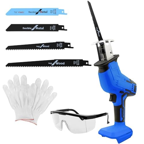 18V Cordless Reciprocating Saw with 4 Blades & Protective Kit
